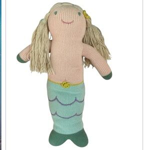 Blabla Harmony the Mermaid Hand Knit 100% Cotton 18” Stuffed Animal Plush Lovey